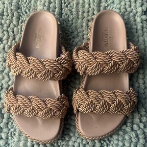Valentino Women's Braided Sandals in Tan